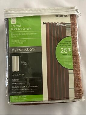 Style Selections ROBERTA Rod Pocket Panel Blackout BRICK 42X84” #0310054